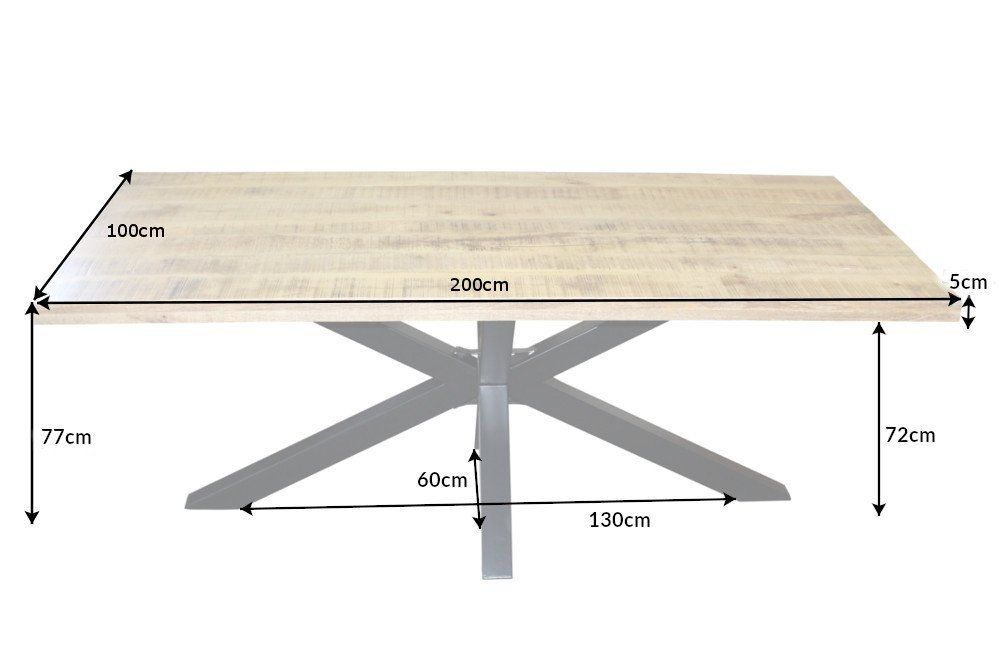 Masa dreptunghiulara din Lemn masiv de mango Maro/Negru de 8 persoane L200x100cm Galaxie