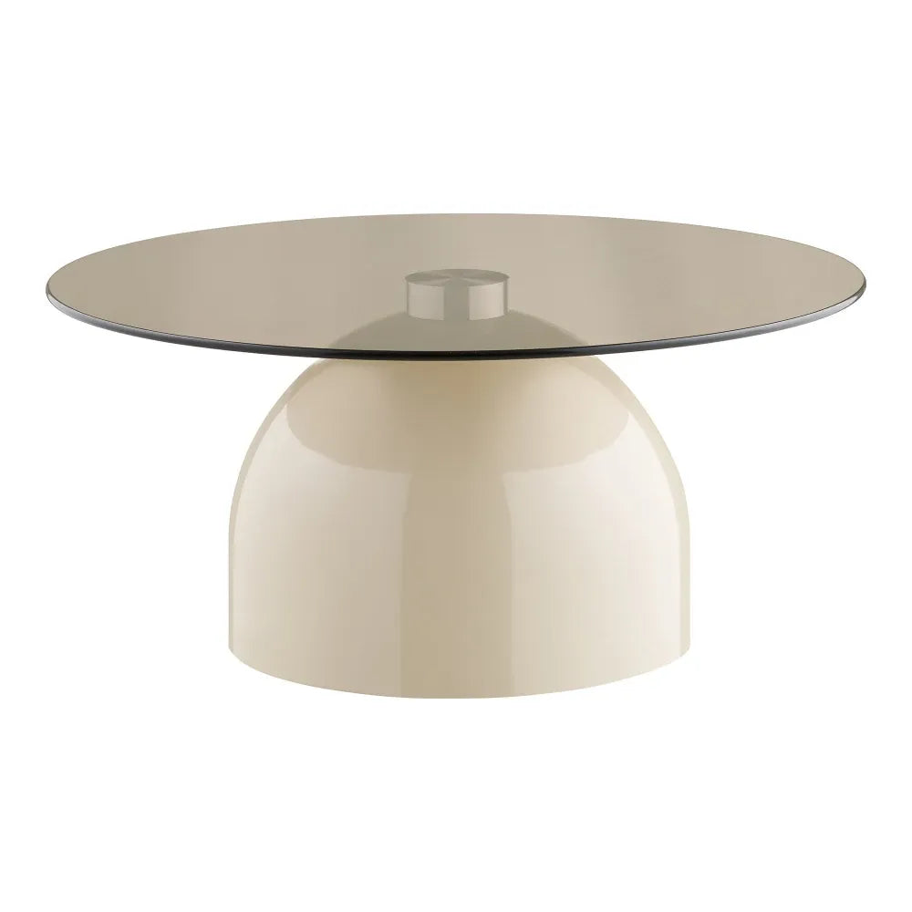 Masuta de cafea din Metal Bej si Sticla securizata Gri D70xH33cm Ravello