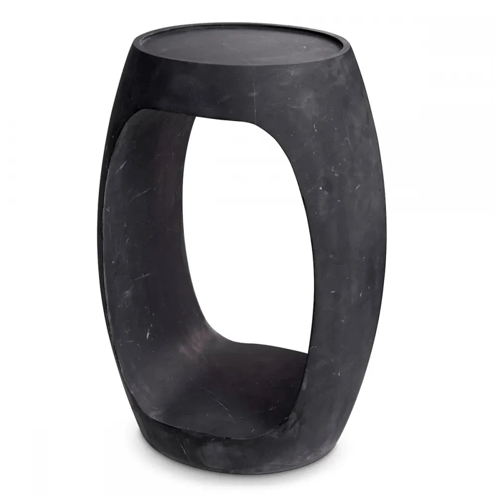Masuta laterala Ovala din Marmura Negru L37xl29cm Clipper Eichholtz