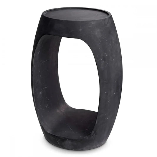 Masuta laterala Ovala din Marmura Negru L37xl29cm Clipper Eichholtz