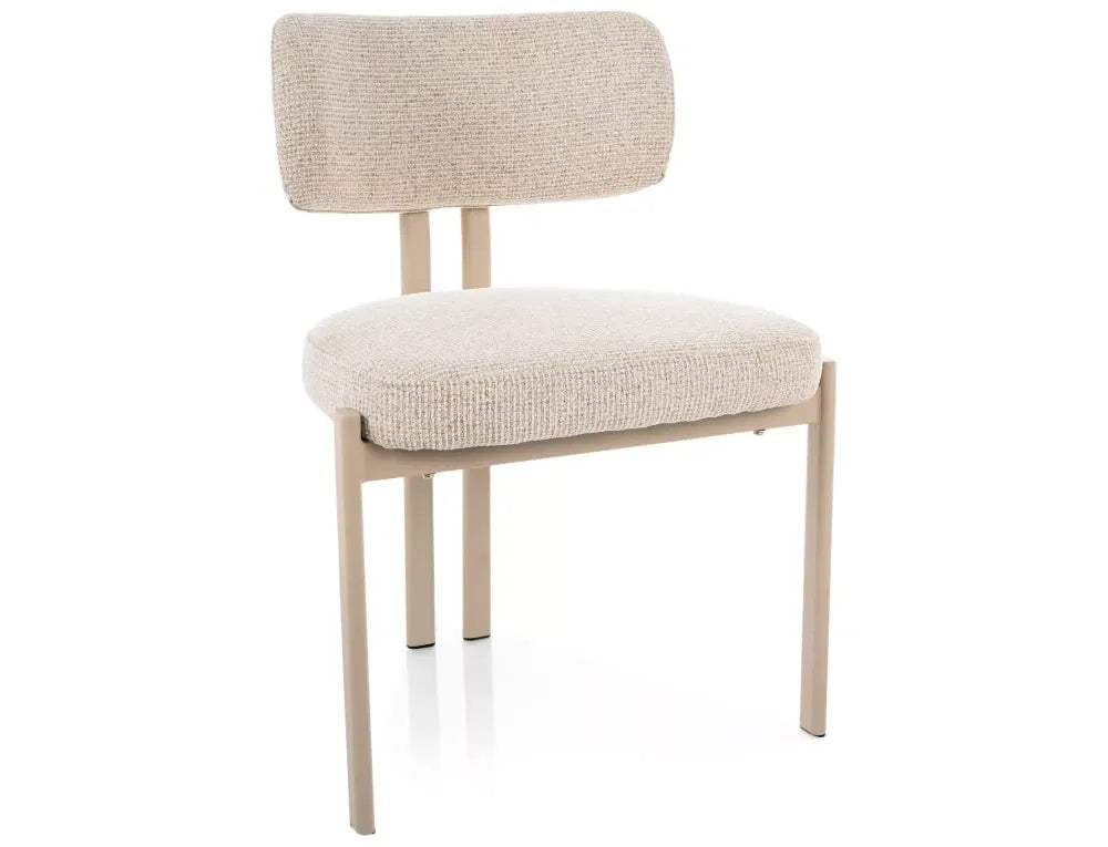 Set 2 Scaune din Stofa Bej deschis si Metal Bej H81xL57xA56cm Misaki