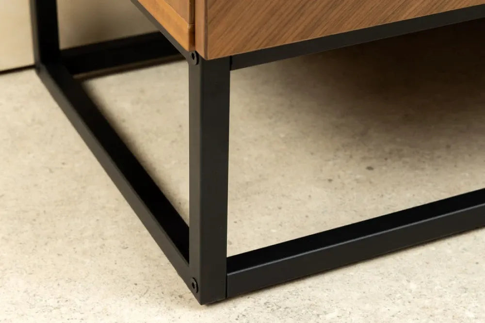 Comoda din MDF/Furnir de nuc Maro si Metal Negru L180xH80cm GRANDEZZA