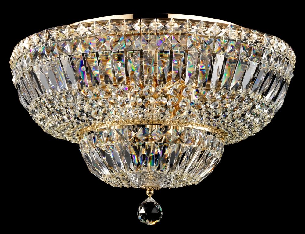 Candelabru Rotund din Metal si Cristal Auriu/ Basfor D46xH32cm