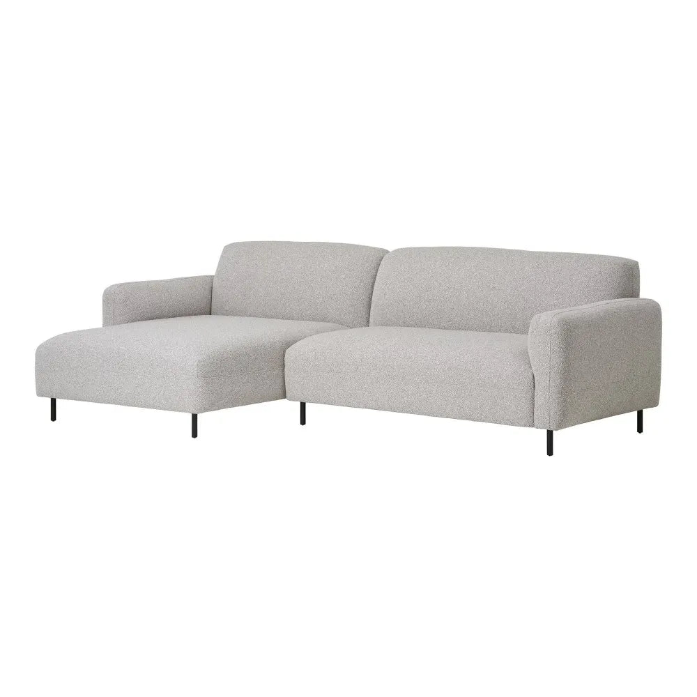 Coltar orientare stanga cu picioare din Metal Negru tapitat cu Stofa boucle Gri L265xH78cm Salvador