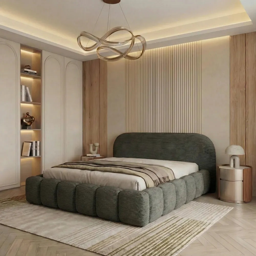 Pat tapitat cu material raiat Gri 180 x 200 Orlando slim