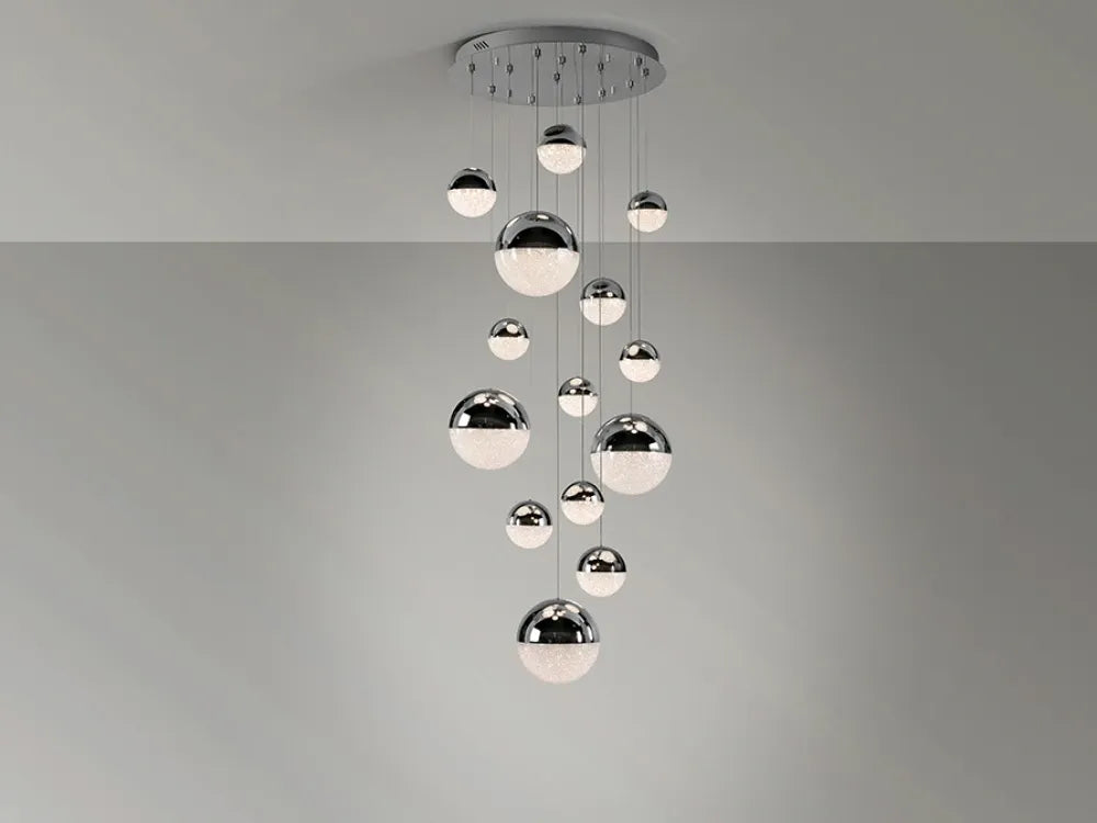 Lustra din Metal Argintiu si Policarbonat Argintiu 78,60W D60xH300cm Sphere