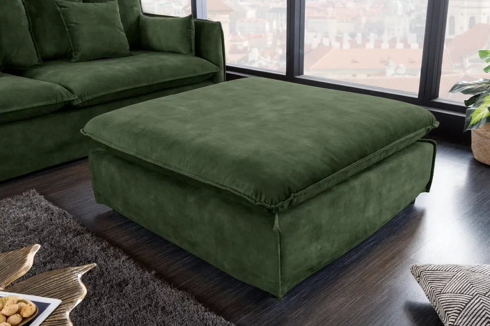 Puf cu husa detasabila din Lemn Negru si Catifea Verde H42xL100cm Heaven