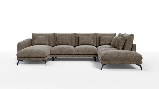 Coltar in forma de U tapitat cu Chenille Maro Sajma 03 L377x228cm Aspen