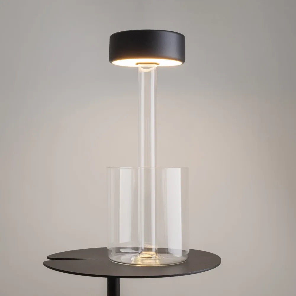 Veioza din Sticla Transparent si Aluminiu Negru H34.8xD12cm AI Collaboration