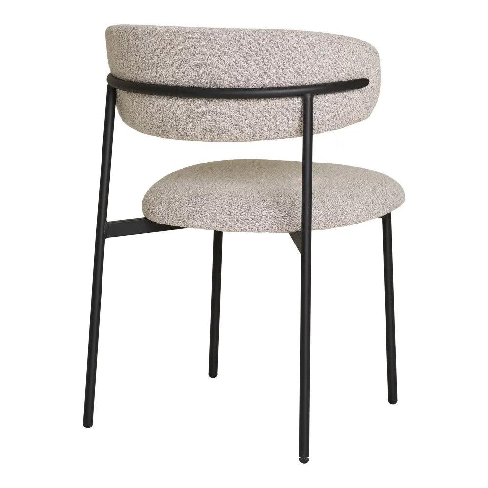 Set 2 scaune din Metal Negru si Stofa boucle Bej H79.5xL55xA59cm Mira