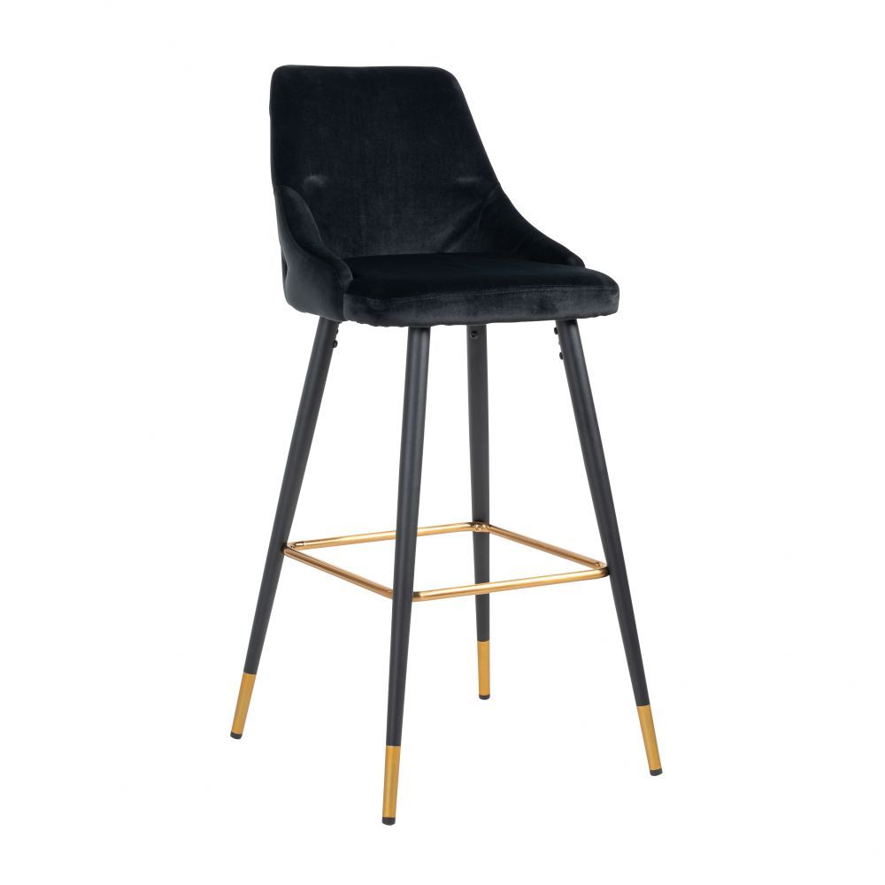 Scaun de bar tapitat cu Catifea Negru si picioare negre/aurii inaltime sezut 77cm Imani Richmond Interiors