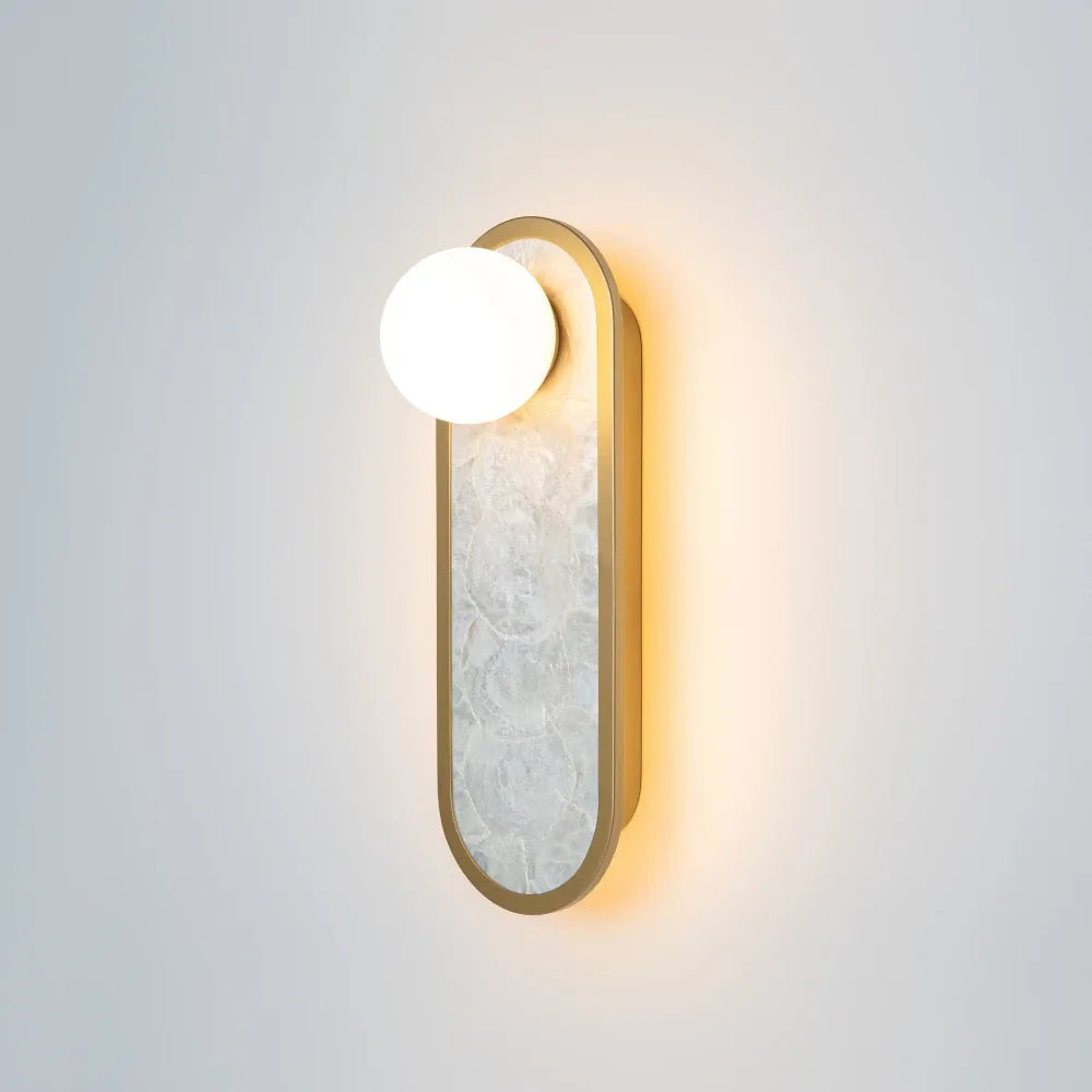 Aplica de perete din Aluminiu Alama si Sticla Alb H33xL12.8cm Blink