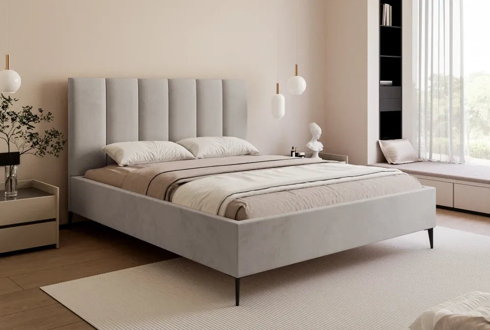 Pat 180 x 200 tapitat cu Catifea Velutto Bej inchis Lia
