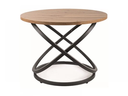 Masuta de cafea Rotunda din MDF/Furnir Maro si Metal Negru D60xH45cm Eos