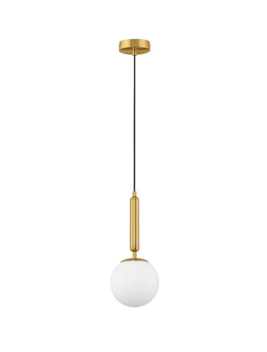Pendul structura din Metal Auriu si abajur din Sticla Alb H185xL15cm IP20 MONET
