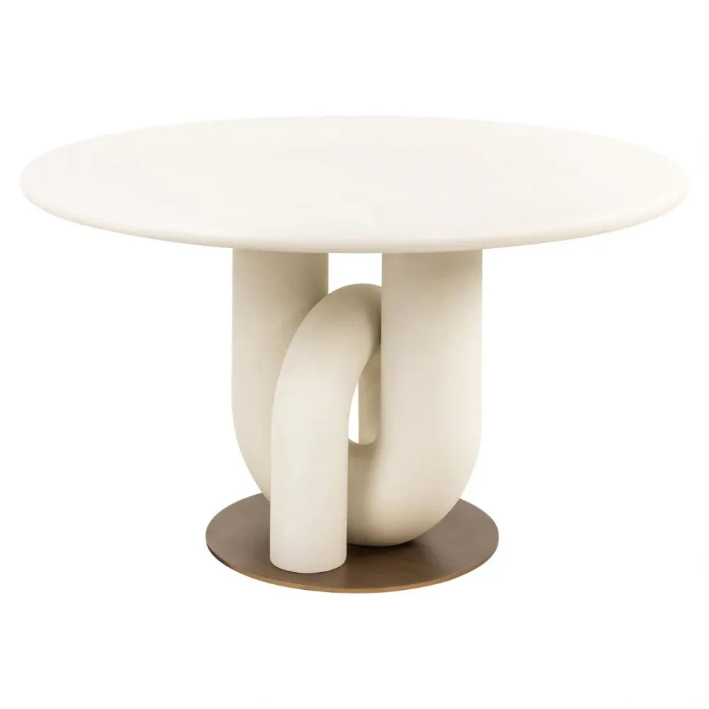 Masa rotunda din MDF/Metal Alb/Alama si MDF Alb D135xH78cm Winslow Richmond interiors