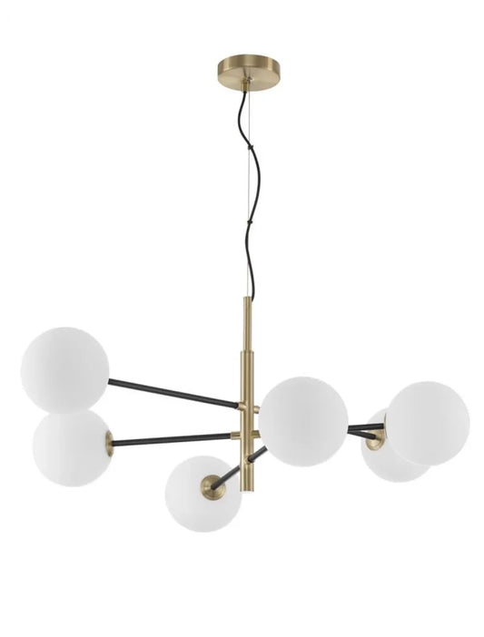 Lustra structura din Metal Negru/Auriu si abajur din Sticla Alb H136xL103cm IP20 VITRA
