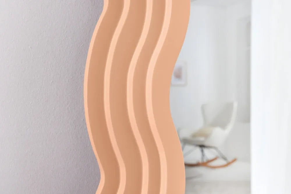 Oglinda cu rama din Poliuretan Roz piersica H160xL80cm Wave