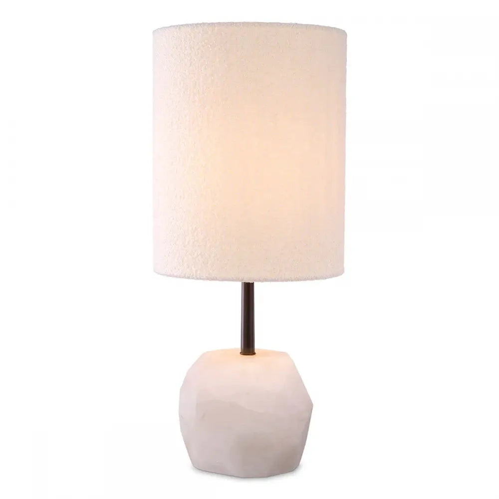 Veioza din Metal/Alabastru Bronz/Alb si Stofa boucle Alb H58xD25cm Cahaba  Eichholtz