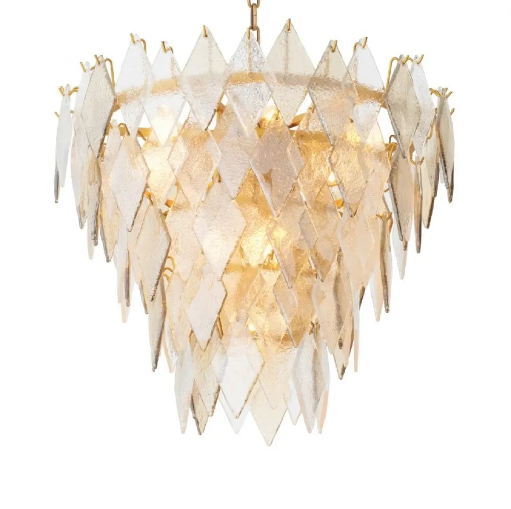 Candelabru din Metal Alama si Sticla Transparenta H55xD65cm Rhombus S Eichholtz