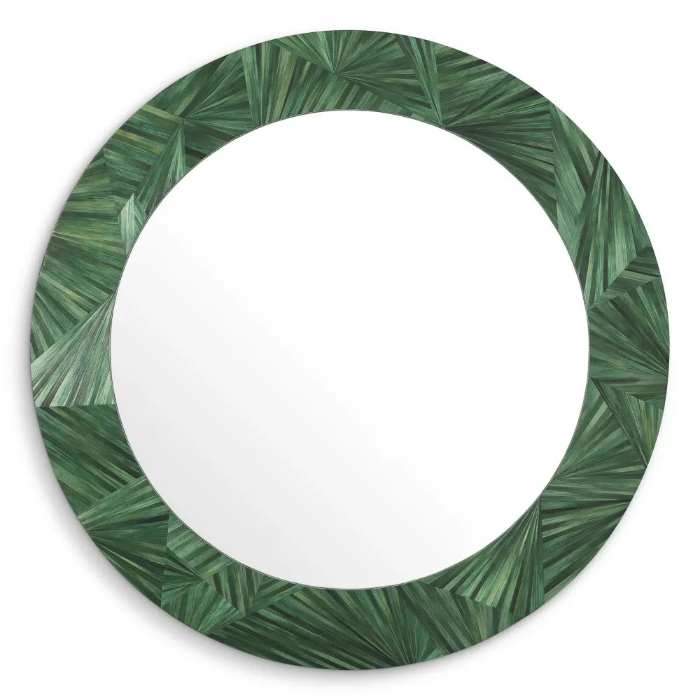 Oglinda cu rama din MDF/Paie Verde D120cm Cassara Eichholtz