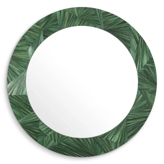 Oglinda cu rama din MDF/Paie Verde D120cm Cassara Eichholtz