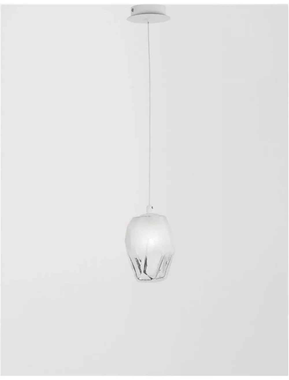 Pendul structura din Metal Alb si abajur din Sticla Alb H180xL12cm IP20 ICE
