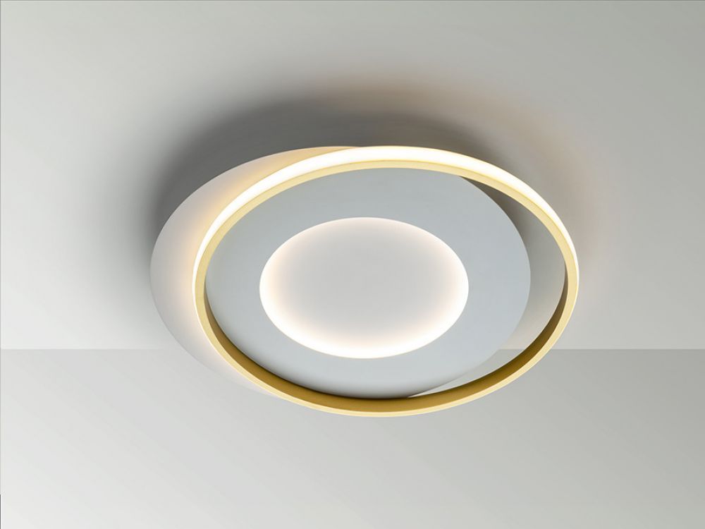 Plafoniera Limbos Auriu/Alb cu Led L55xH6cm