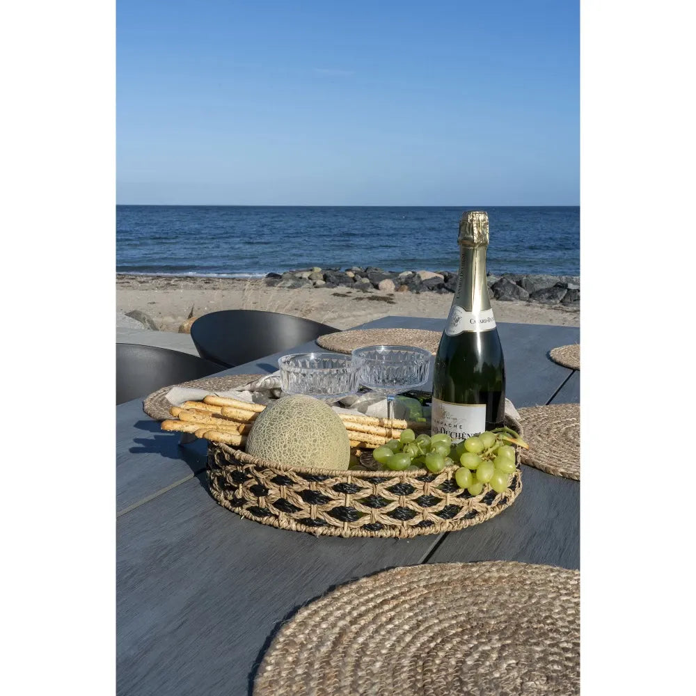 Tava decorativa impletita natural Negru/Maro H7xD38cm Nerja