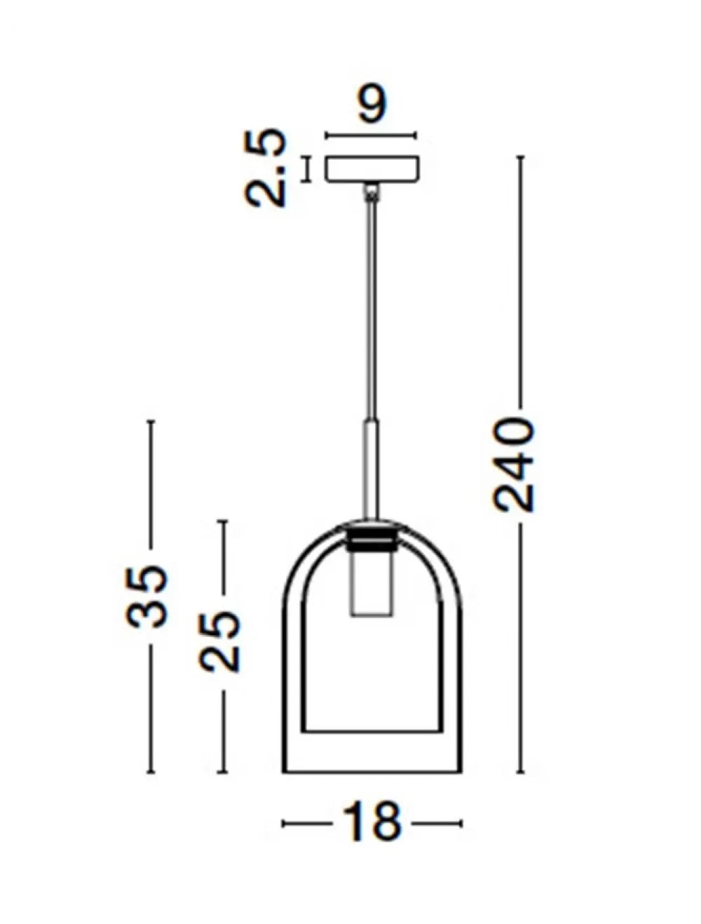 Pendul structura din Metal Negru si abajur din Sticla Auriu H240xL18cm IP20 VELOR