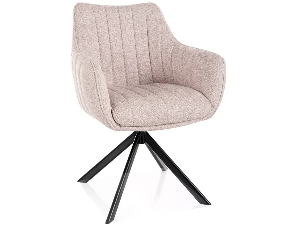 Scaun rotativ din Stofa Leo Bej deschis si Metal Negru H86xL61xA58cm Azalia