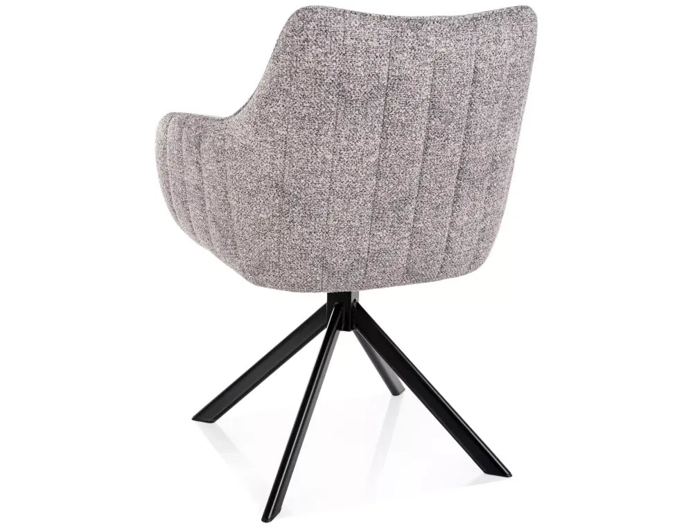 Scaun rotativ din Stofa Leo Gri si Metal Negru H86xL61xA58cm Azalia