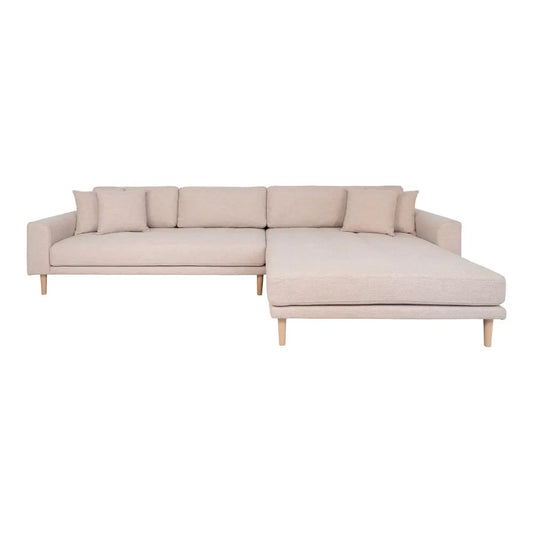 Coltar orientare dreapta cu picioare din Lemn de fag maro tapitat cu Stofa Bej L290xH76cm Lido