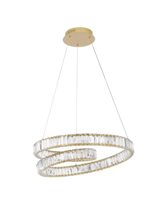 Lustra structura din Metal Auriu si abajur din Cristal Transparent H120xL60cm IP20 50W 4070lm 3500k CONCETO