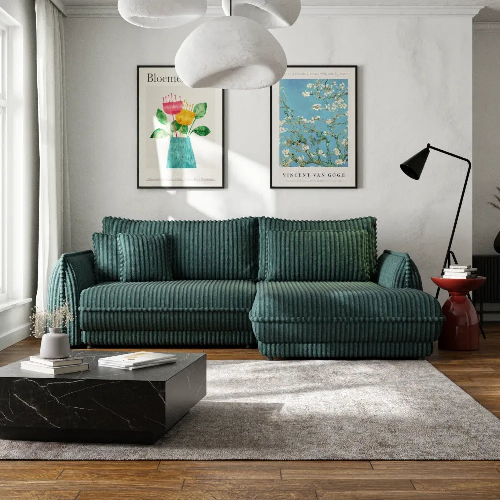 Coltar extensibil cu spatiu depozitare din Corduroy Verde Mojave I