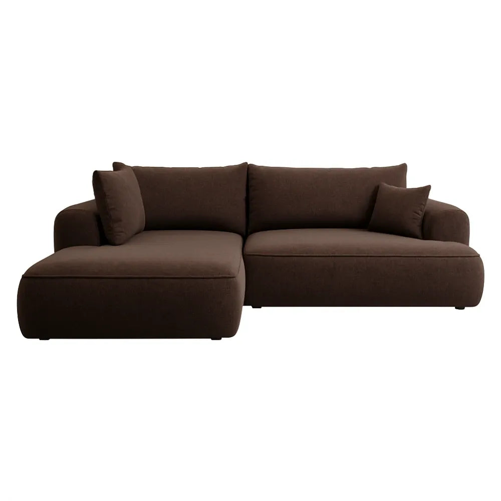 Coltar extensibil Catifea Vogue maro cu lada depozitare Nubio