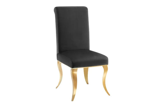 Set 2 scaune tapitat cu Catifea Negru si picioare din Metal Auriu H105xL46xA56cm MODERN BAROCK