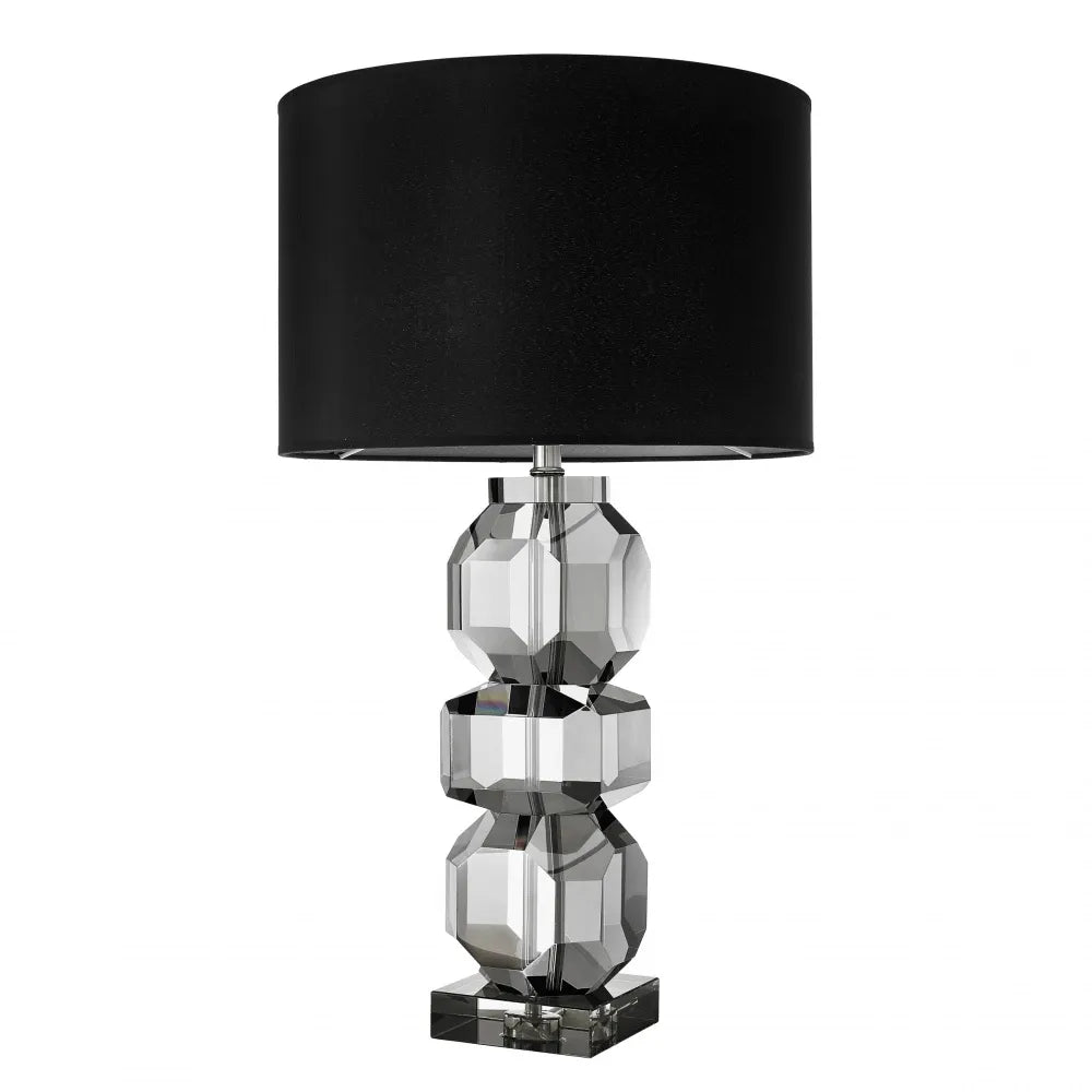 Veioza din Metal/Sticla Argintiu/Fumuriu si Stofa Negru H76xD43cm Mornington Eichholtz