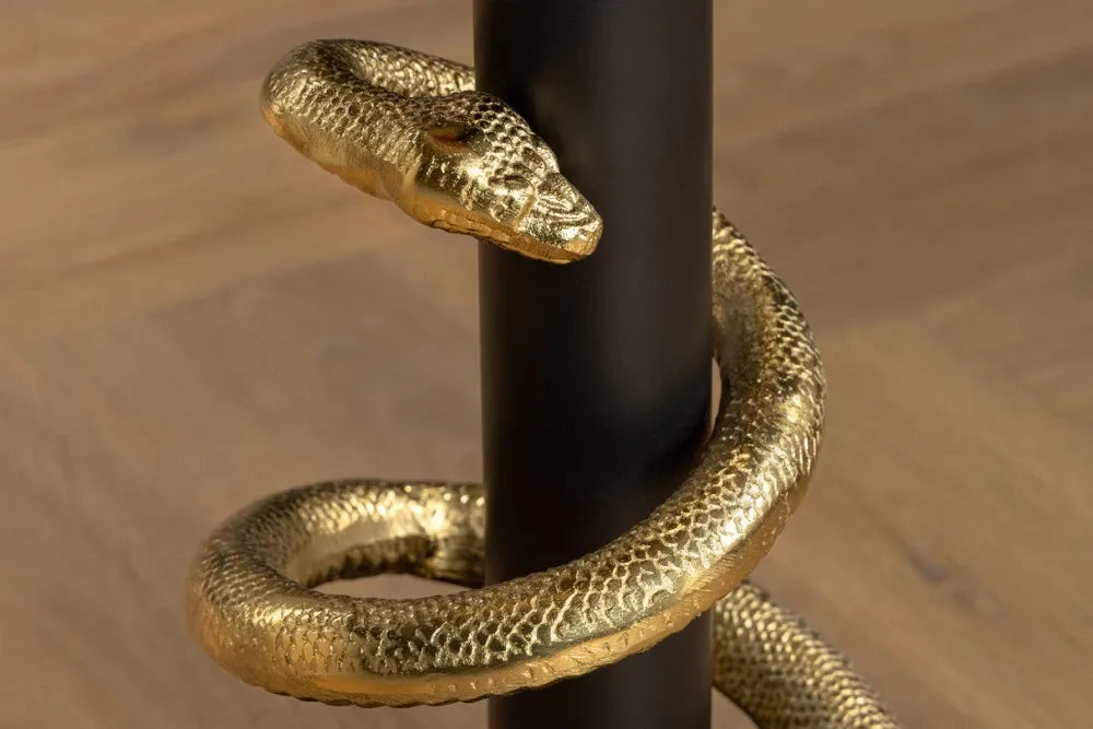Masuta laterala din Marmura Alb si Metal Negru/Auriu L41xH54cm Wildlife snake