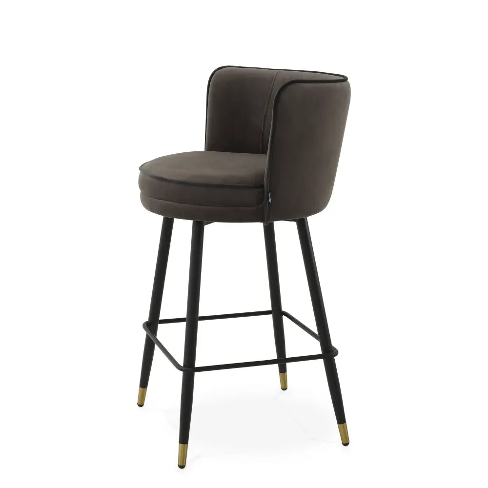 Scaun de insula rotativ tapitat cu Catifea Gri L53xA48xH91cm Grena Eichholtz