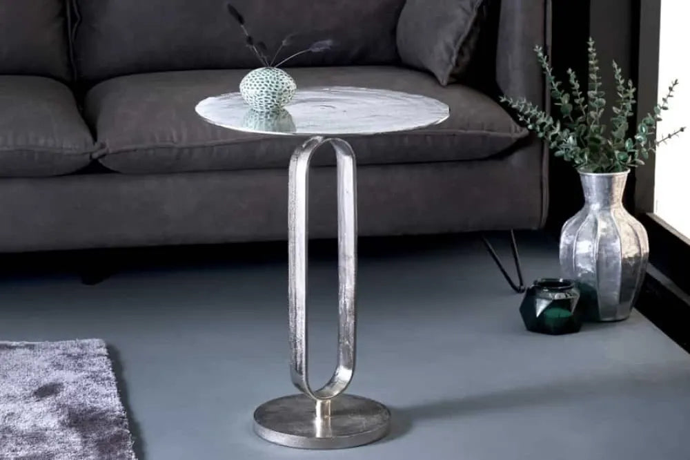 Masuta laterala din Metal Argintiu L45xH60cm Elegance