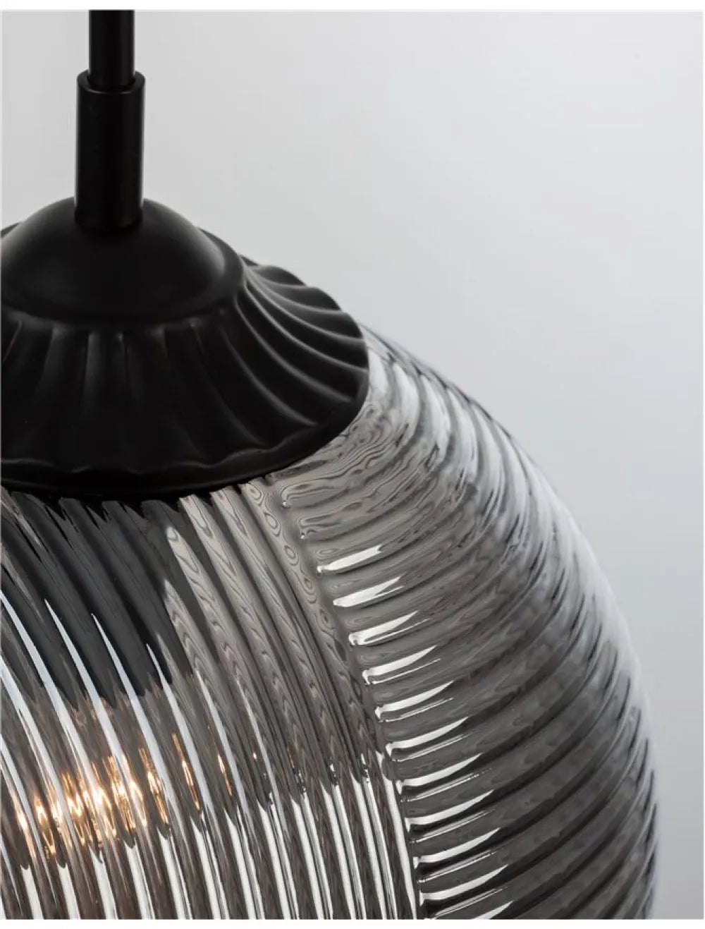 Pendul structura din Metal Negru si abajur din Sticla Fumuriu H120xL25cm IP20 ATHENA