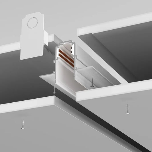 Sina magnetica incastrata pentru gips-carton 12,5 mm din Aluminiu Alb L200cm Exility