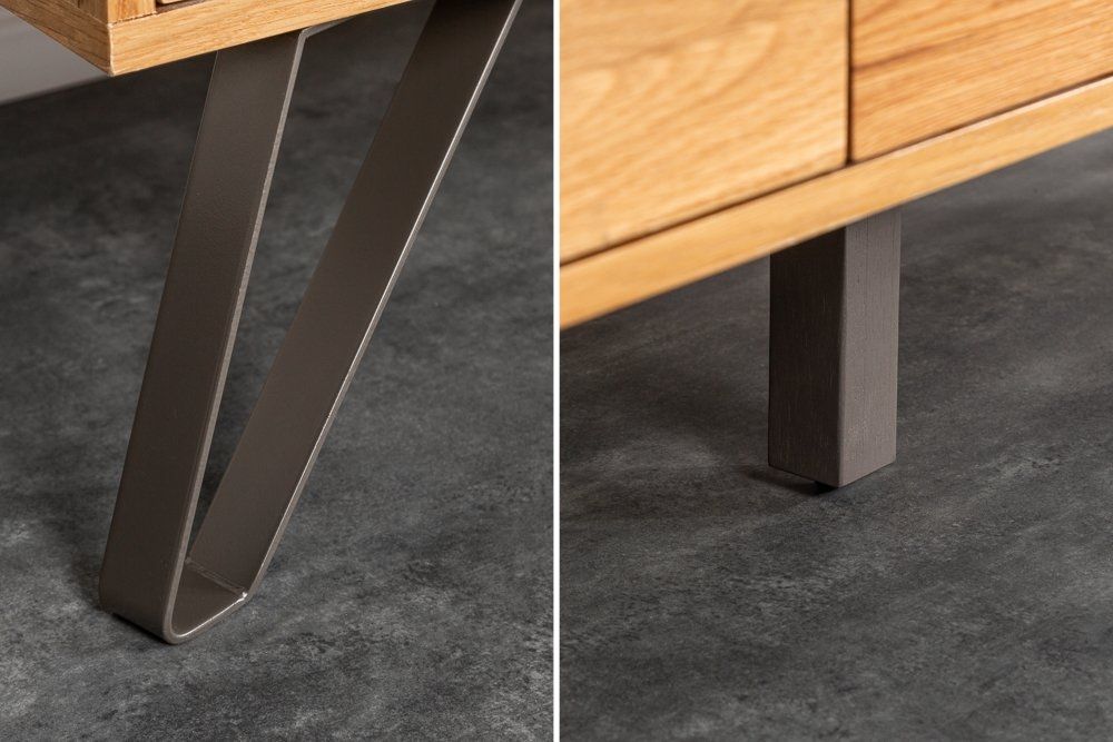 Comoda din Lemn masiv de stejar si Metal Maro /negru Living Edge L160xH88cm