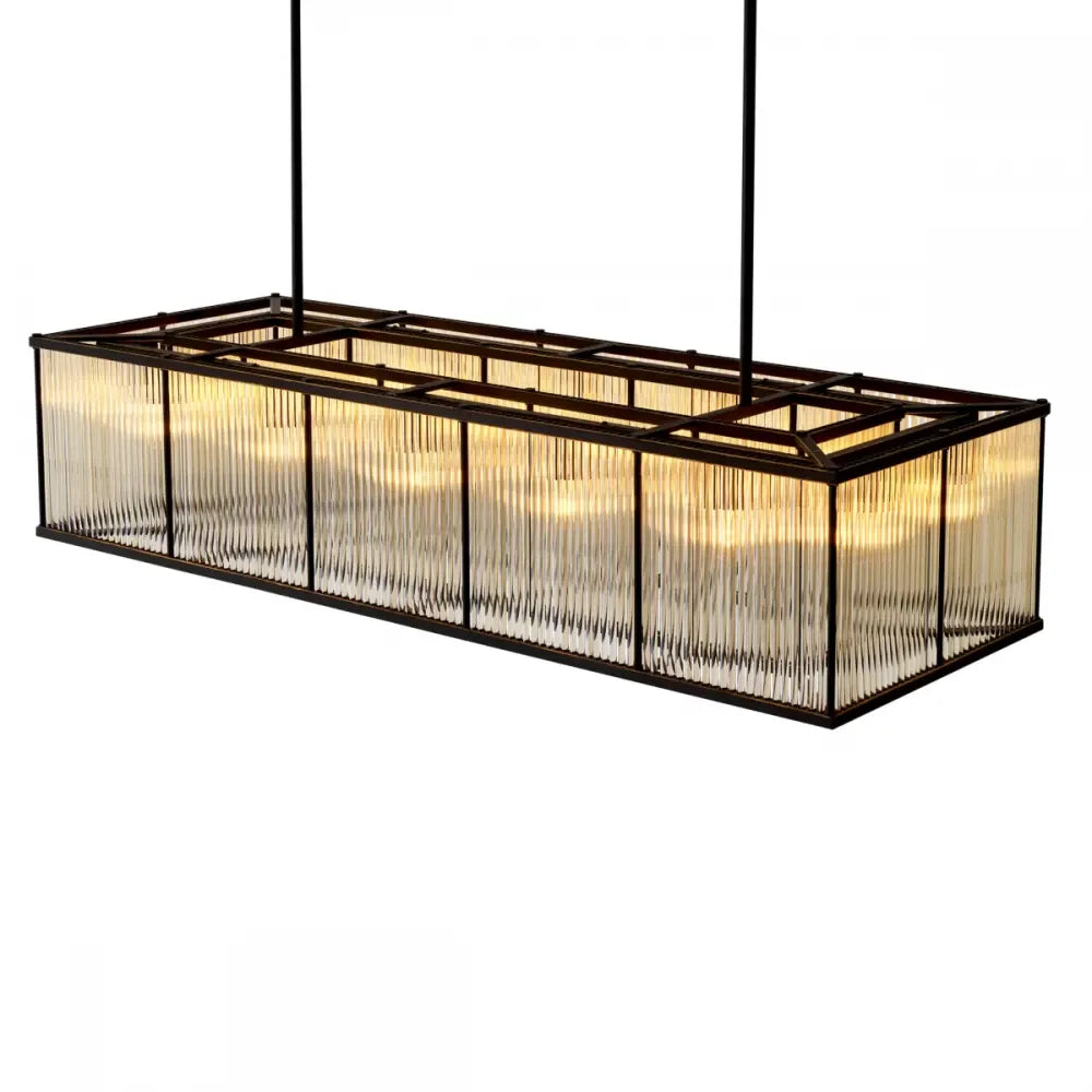 Candelabru din Otel inoxdabil Bronz si Sticla Transparent H30xL140cm Bernadi Eichholtz