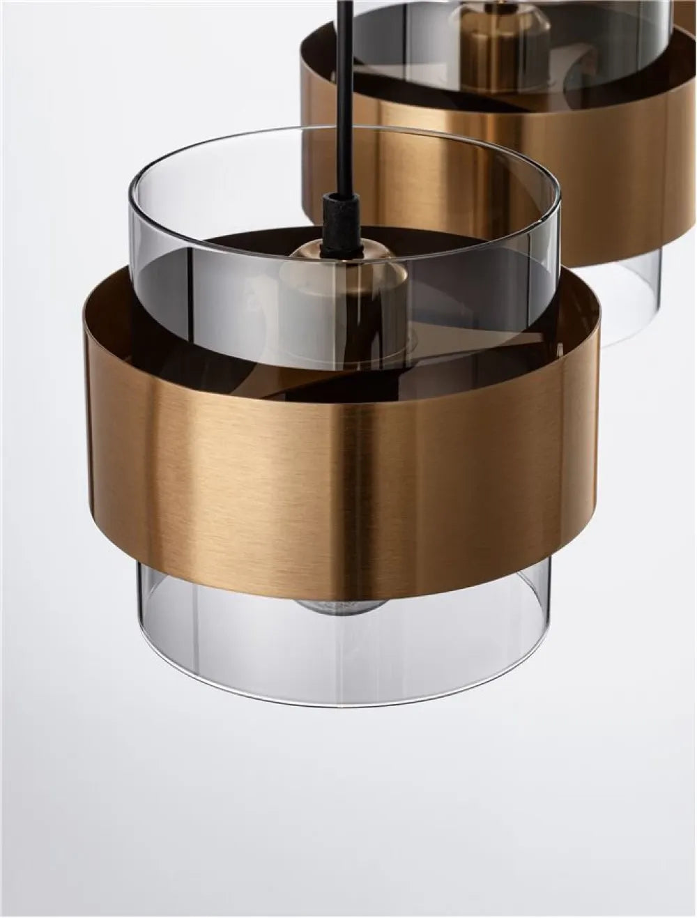 Lustra structura din Metal Auriu si abajur din Sticla Fumuriu H140xL82cm IP20 SIANNA