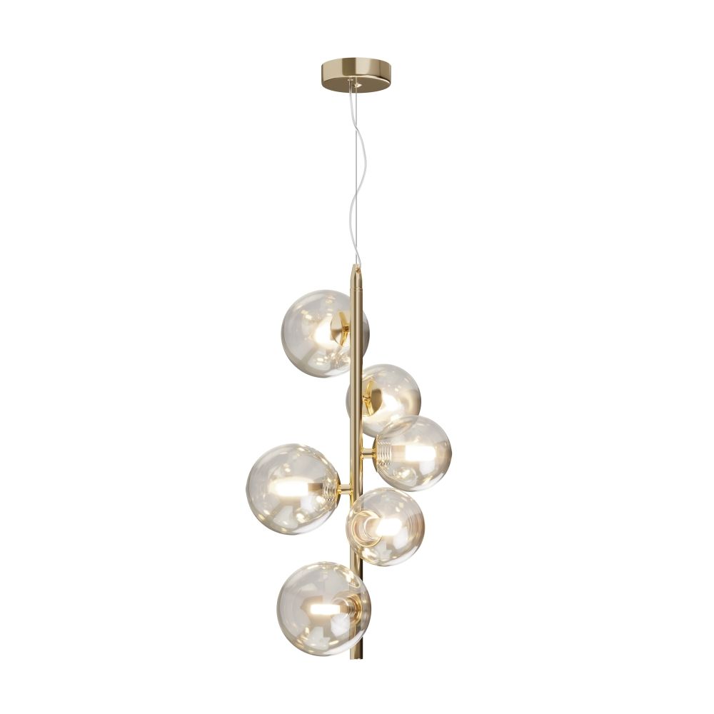 Lustra din Metal si Sticla Auriu/Crem cu 6 becuri G9 28W D29xH170cm Dallas