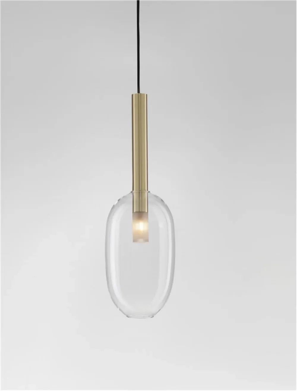 Pendul structura din Metal Negru/Auriu si abajur din Sticla Transparent H179xL14cm IP20 AMELIA