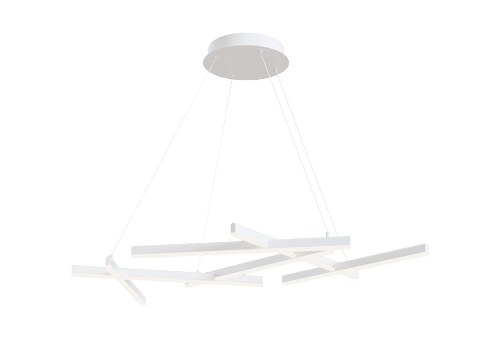 Lustra asimetrica cu inaltime reglabila din Aluminiu Alb cu LED  L66x120xH120cm Line