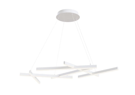 Lustra asimetrica cu inaltime reglabila din Aluminiu Alb cu LED  L66x120xH120cm Line